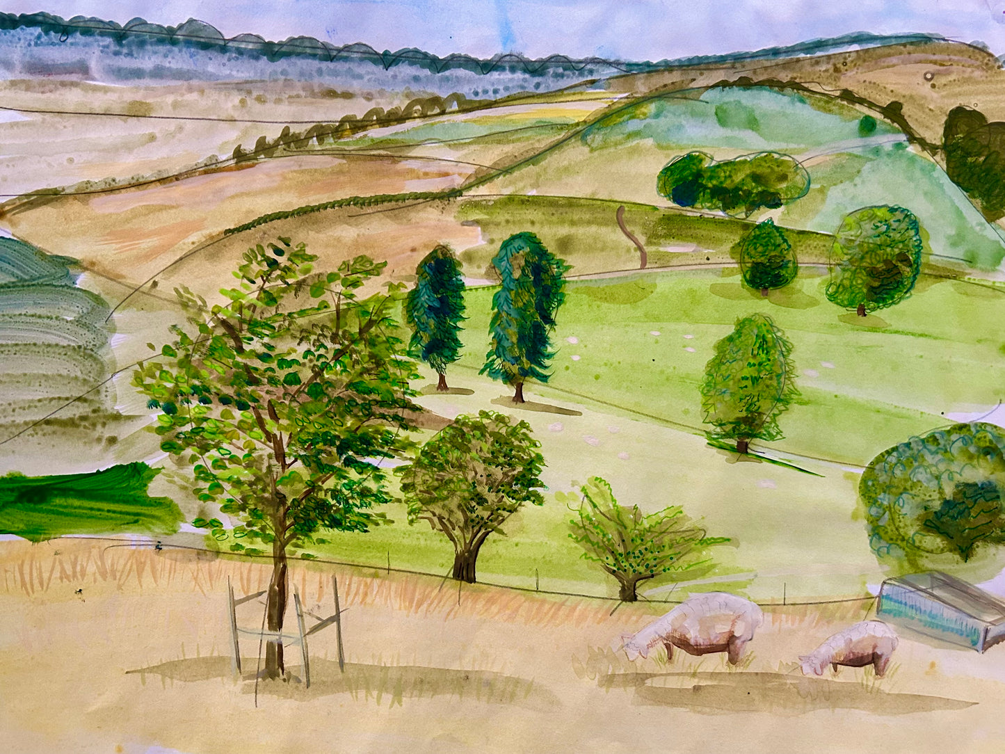 Postcard - 'West Dean - Haven in the Downs' from an original painting by Melissa Purchase